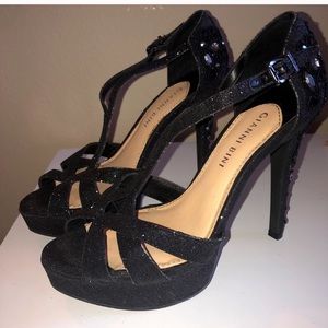 Gianni Bini Black Glitter Heels